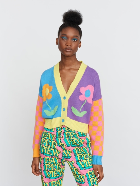 Lazy Oaf Sweaters - Lazy Oaf Flower Garden Crop Cardigan Sweater